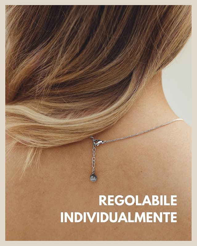 Detalle de GD GOOD.designs EST. 2015 collana con lettere in argento da donna con ciondolo iniziale regolabile