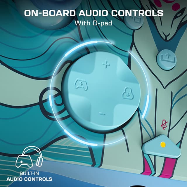 Detalle de Turtle Beach Rematch Advanced Blue Kitsune wired gaming controller (Xbox & PC) with powered glow and Hall-Effect triggers