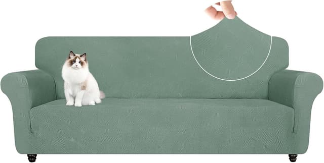 Detalle de YSTELLAA Copridivano 4 posti con braccioli anti-graffio antiscivolo, verde chiaro