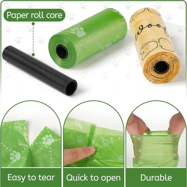 Detalle 2 de Lureon 585 biologisch abbaubare Hundekotbeutel – extra groß, reißfest & auslaufsicher (30 x 22 cm)