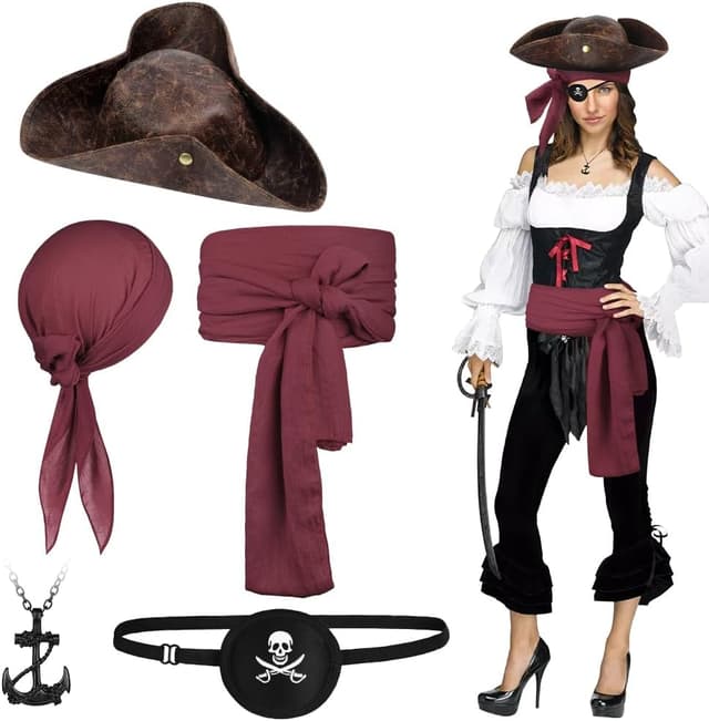 Imagen de Alaoo Accesorios Disfraz Capitán Pirata 7 piezas en OfertitasTOP