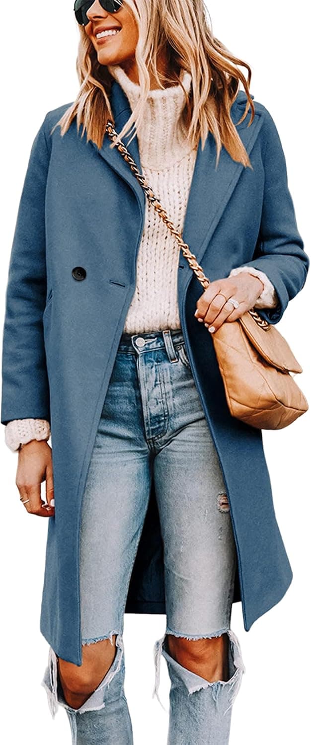 Detalle 2 de Tanming Wool Blend Pea Coat Knee Length