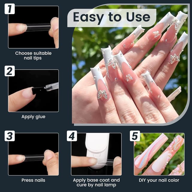 Detalle de Adonafy Nail Tips für Gelnägel Extra Lang