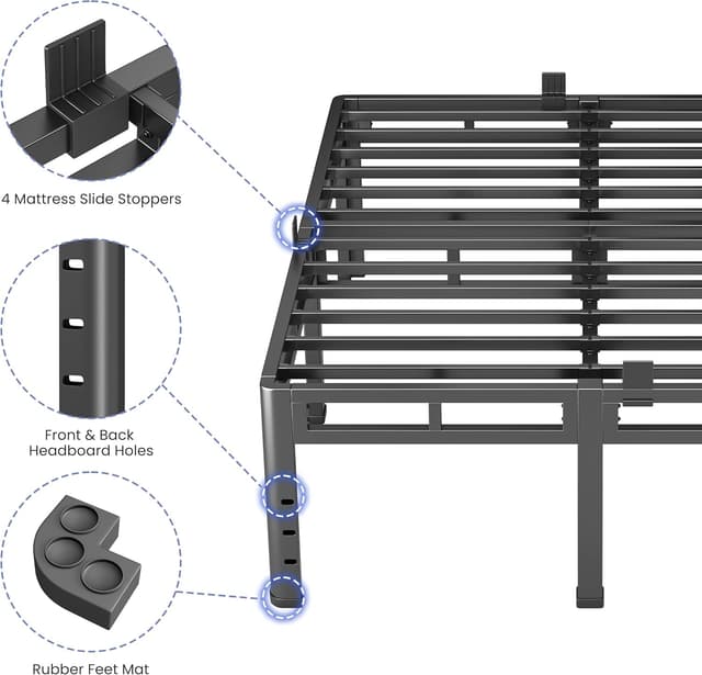 Thumbnail 6 de NKZ 24 Inch Queen Size Metal Bed Frame (2-in-1 Platform, Box Spring Not Needed)