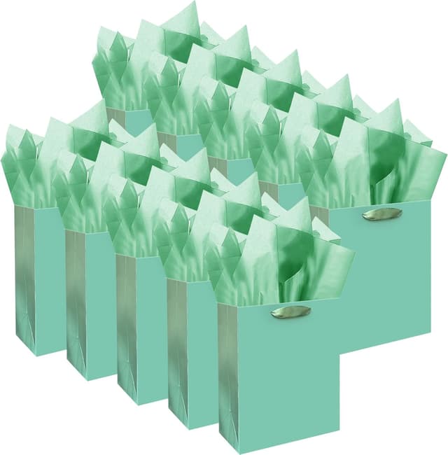 Thumbnail 6 de Gcardist 10 Mini-Geschenktüten in Lachsfarbe aus Seidenpapier mit Tragegriffen – 12 x 16 x 6 cm