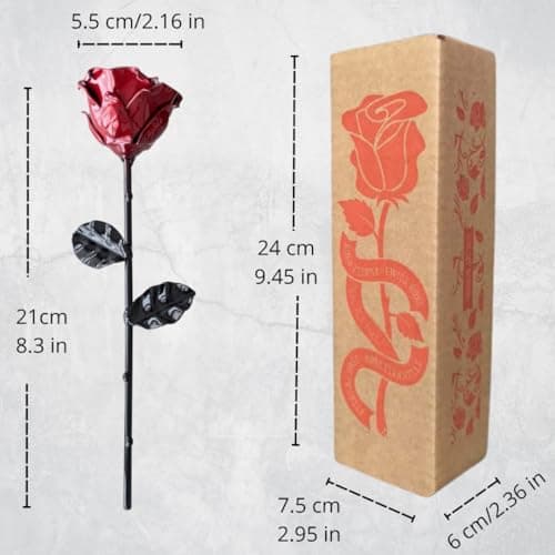 Detalle de Forging Art Bcn Rosa Eterna de hierro forjada a mano Roja/Negra sin base