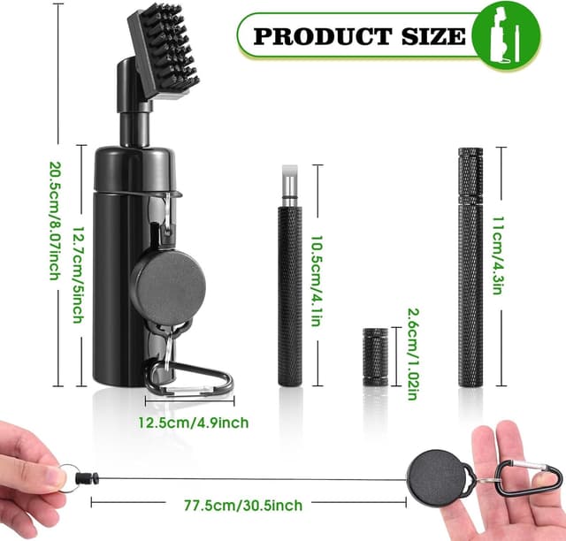 Detalle de Wynaura Pro Golf Club Cleaner Brush with Groove Sharpener Tool (8-inch water brush, 5oz bottle)