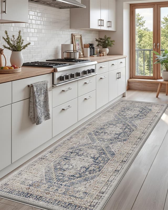 Detalle de DEXI Kitchen Floor Mats Anti Fatigue 23x86 Waterproof Memory Foam Runner Rug (White)