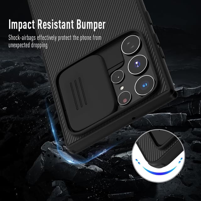 Detalle de XTCASE Cover scorrevole per Samsung Galaxy S25 Ultra 5G con protezione fotocamera, rigida antiurto e anti-graffio, nera