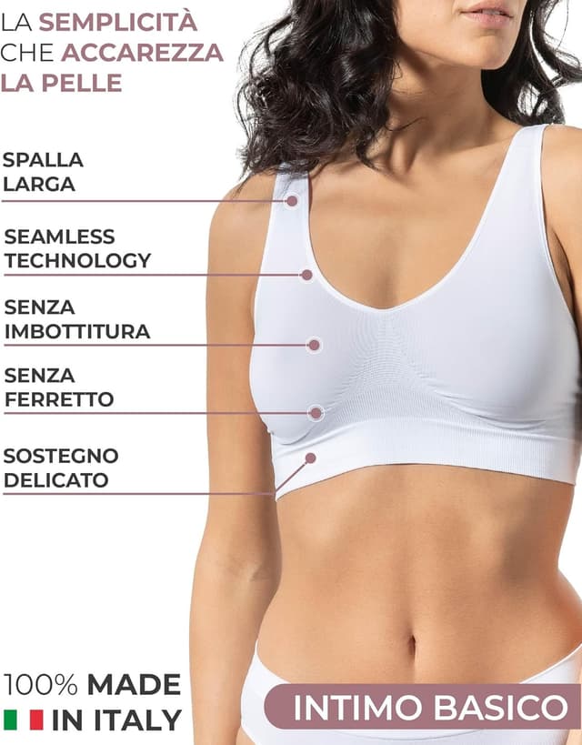 Detalle de Risalti Reggiseno senza ferretto spalla lunga in microfibra elasticizzata (3 pz) – bralette senza cuciture e etichette