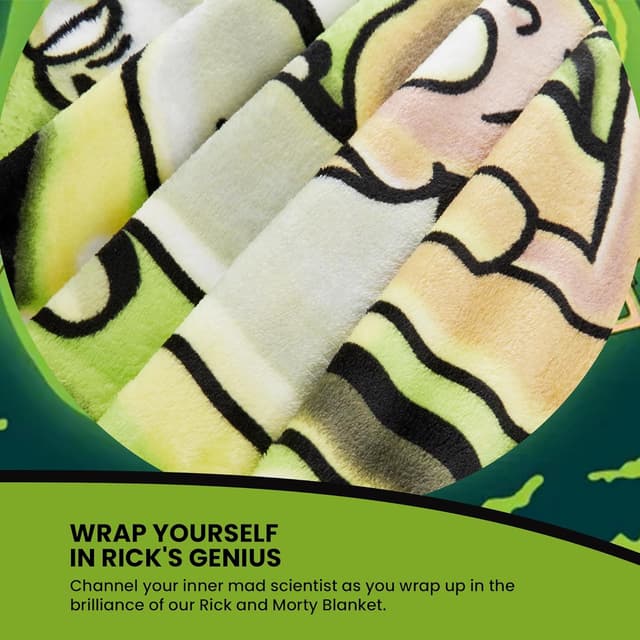 Detalle 2 de Manta Polar Rick y Morty 150x130 cm 🎨 Ideal para Sofá
