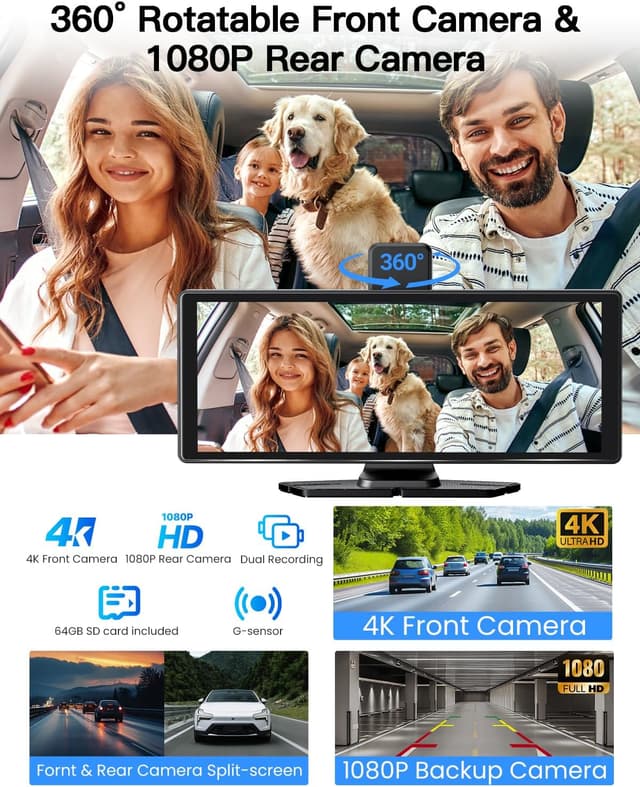 Detalle 2 de 10.26" Wireless CarPlay Touchscreen 4K Dash Cam