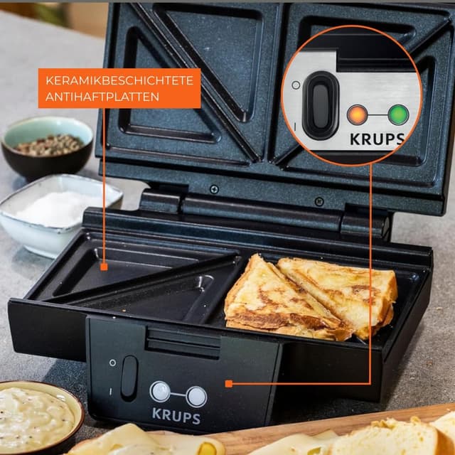 Detalle de KRUPS FDK461 Sandwichmaker 850 W 🍞
