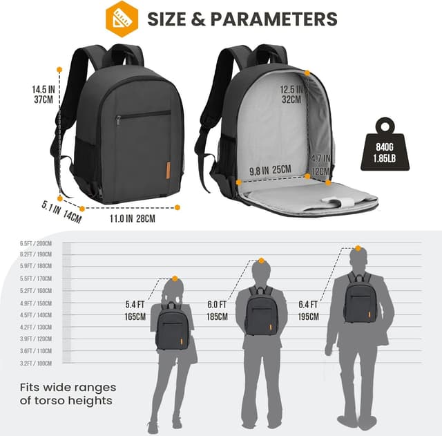 Detalle de Zaino fotografico TARION Camera Backpack Bag DSLR con copertura antipioggia e scomparto per laptop fino a 13 pollici