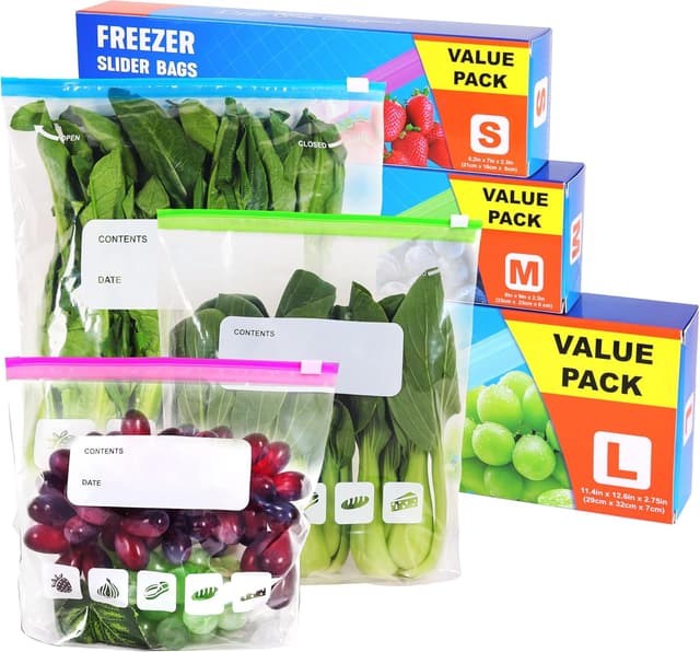 Imagen de 60 Pack Reusable Ziplock Freezer Bags en OfertitasTOP