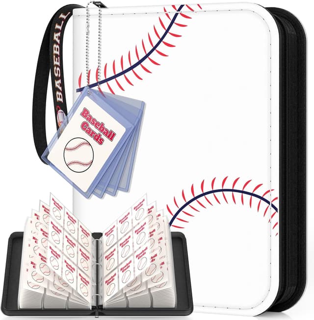 Detalle de Mlikero Baseball Card Binder 720-Pocket (PU Leather Exterior) with Display Design and Wristband