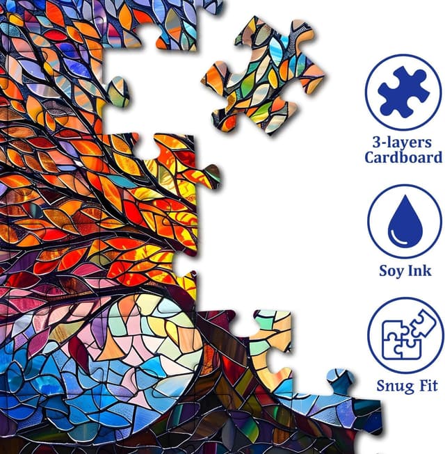 Thumbnail 2 de PICKFORU Stained Glass Tree of Life 1000-piece jigsaw 🧩