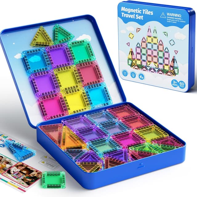 Detalle 2 de burgmate Magnetische Tiles Reiseset 60-teilig