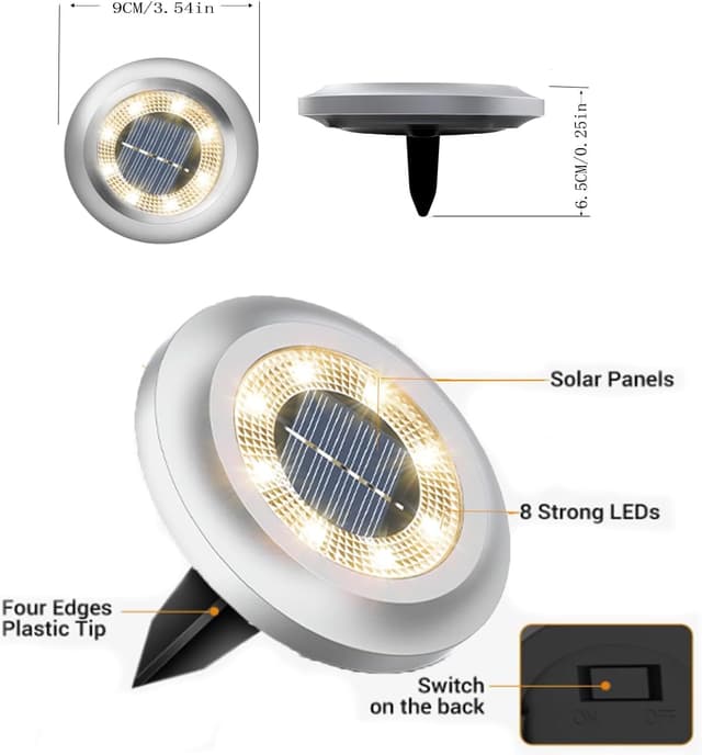 Detalle 2 de Torchtree 2023 Upgraded Solar Outdoor Garden Lights (12 Pack) – Warm White Path & Decking Lights