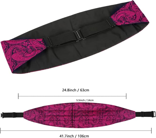 Detalle 2 de Alizeal Men’s Solid Pre-tied Party Adjustable Bow Tie, Cummerbund & Pocket Square Gift Set