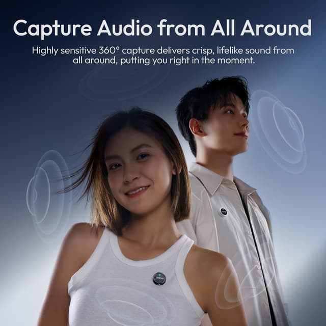 Thumbnail 6 de ULANZI A21 kabelloses Lavalier-Mikrofon-Set (2 Sender) für iPhone, Android & Vlog – Magnetdesign, 100 m Reichweite