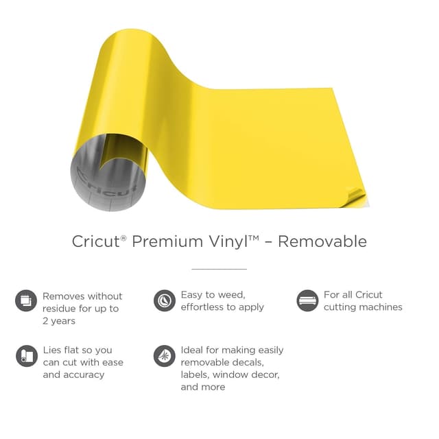 Thumbnail 1 de Cricut Removable Prem Vinyl Bright Yellow 12"x48" 🎨