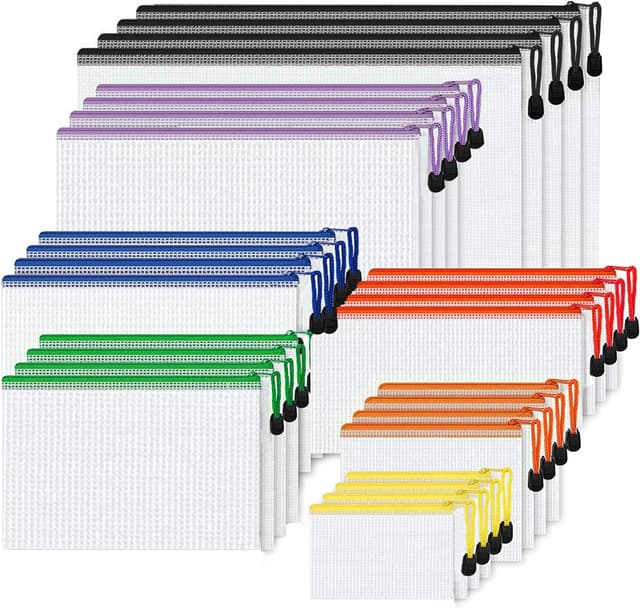 Detalle de Newthinking 28er Set Dokumententaschen mit Reißverschluss – wasserdicht, in 7 Größen