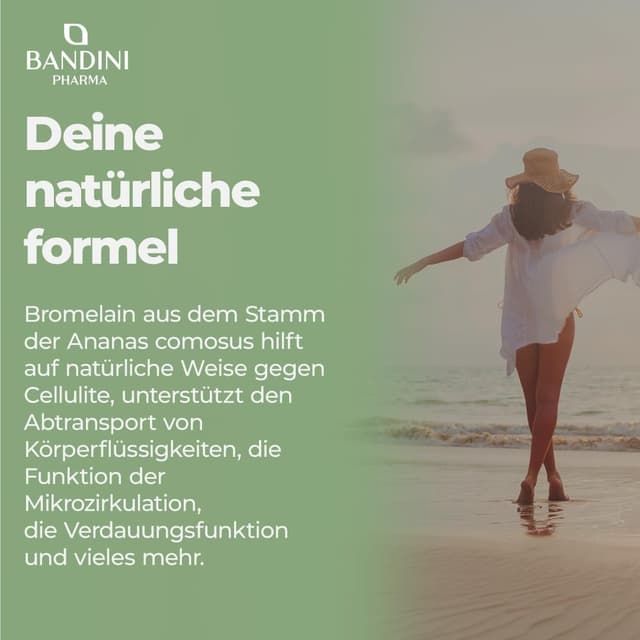Detalle de Bandini® Bromelain 10.000 F.I.P./g – 200 magen-saftresistente Tabletten für Entwässerung & Blähungen
