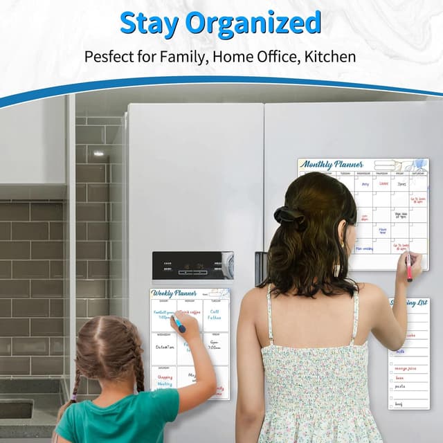Thumbnail 3 de Sliandtelly Magnetic Whiteboard Planner for Fridge