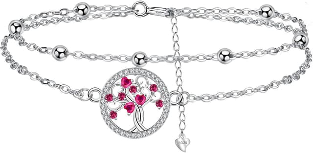 Thumbnail 6 de Arrebol Fußkettchen Damen aus Silber 925 – Doppelkette mit Kugelperlen, verstellbar (22 cm + 4 cm)