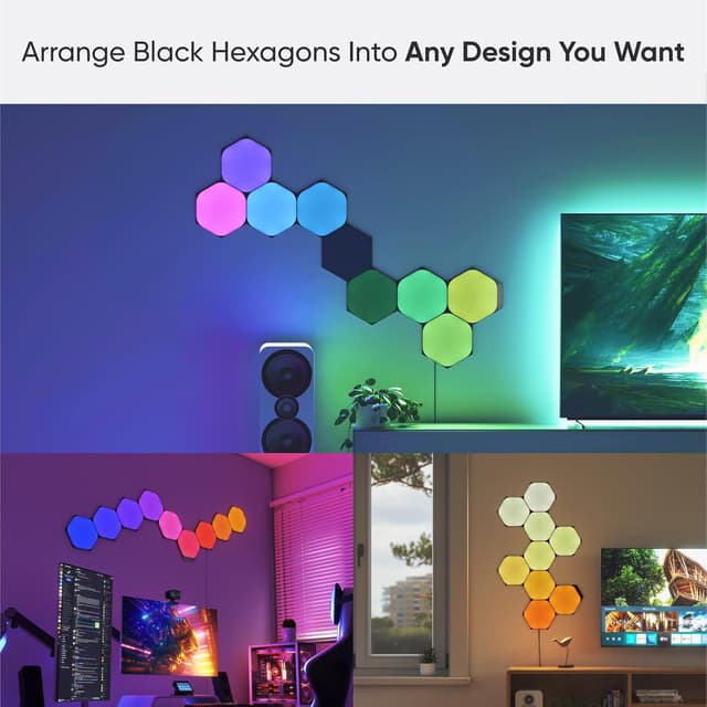 Thumbnail 2 de Nanoleaf Shapes Hexágonos Ultra Black, Multicolor - Paquete de 3 🌈