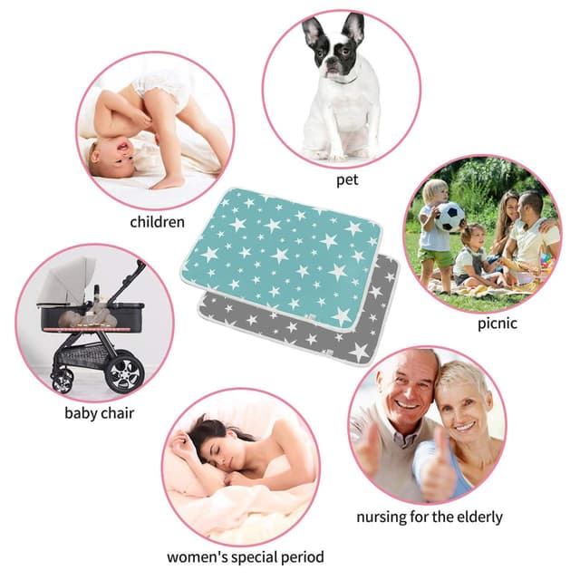 Detalle 2 de ZYUPHY Baby Wickelunterlage 2er Set 50 x 70 cm