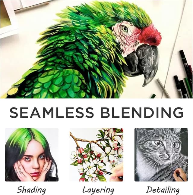 Detalle de PRINA Prina 76-Pack Drawing Set Sketching Kit with 3-Color Sketchbook