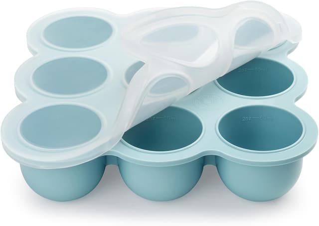 Detalle de Aolso contenitore in silicone con 9 scomparti da 75 ml, per freezer, BPA-free, blu