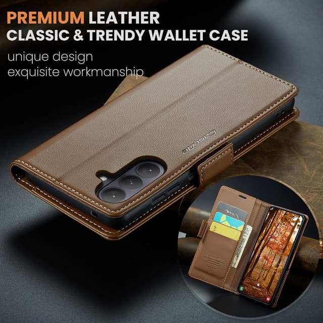 Thumbnail 6 de iEWFEN Premium Leather Wallet Case for Samsung Galaxy S26 (Brown) with Magnetic Closure, RFID and Kickstand