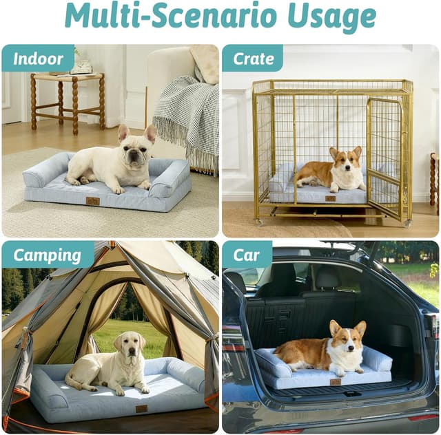 Thumbnail 6 de COZY KISS Cooling Dog Bed Mat with Orthopaedic Support, Removable Washable Cover (Medium, Light Blue)