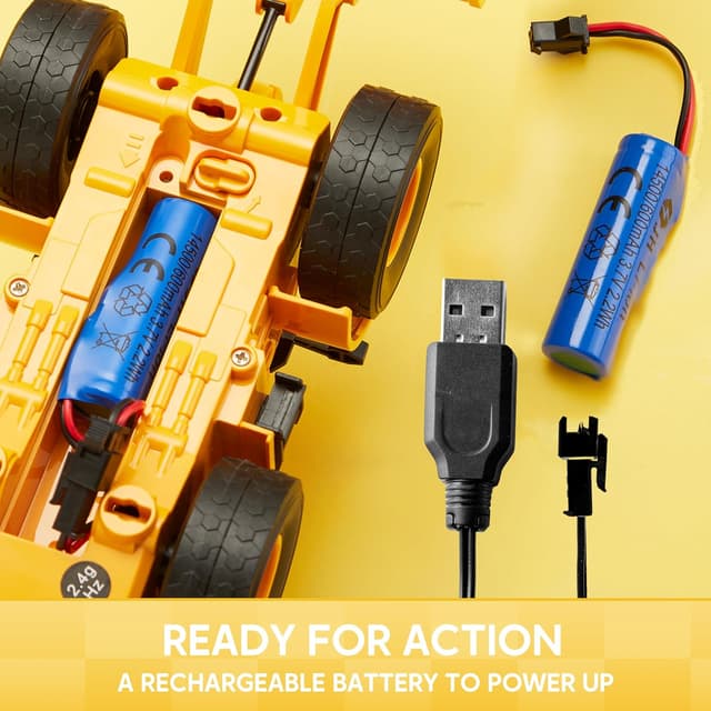 Detalle 2 de JOYIN ferngesteuerter RC Bagger/Traktor/LKW mit Frontlader, 2,4G – mit Licht & Sound, für Kinder ab ca. 6 Jahren