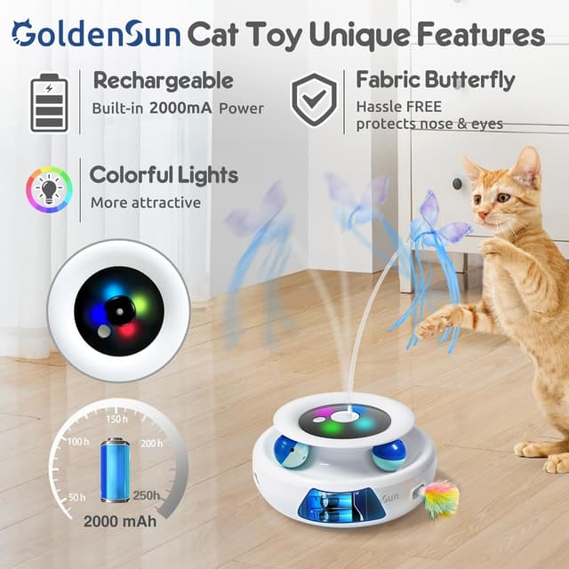 Detalle de GoldenSun 3-in-1 Interactive Cat Toy 🎯🐱