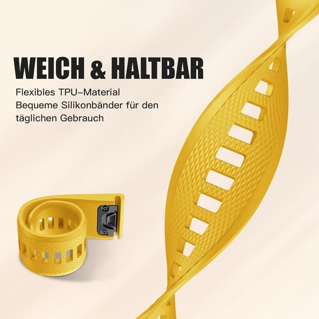 Detalle de Quickfit 22 mm Armband aus Silikon für Garmin (kompatibel u. a. Fenix, Epix 2, Forerunner, Instinct & mehr)