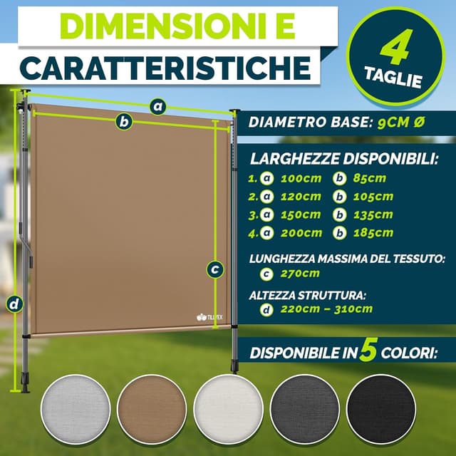 Thumbnail 6 de tillvex Tenda da Sole Verticale 100x310 Taupe