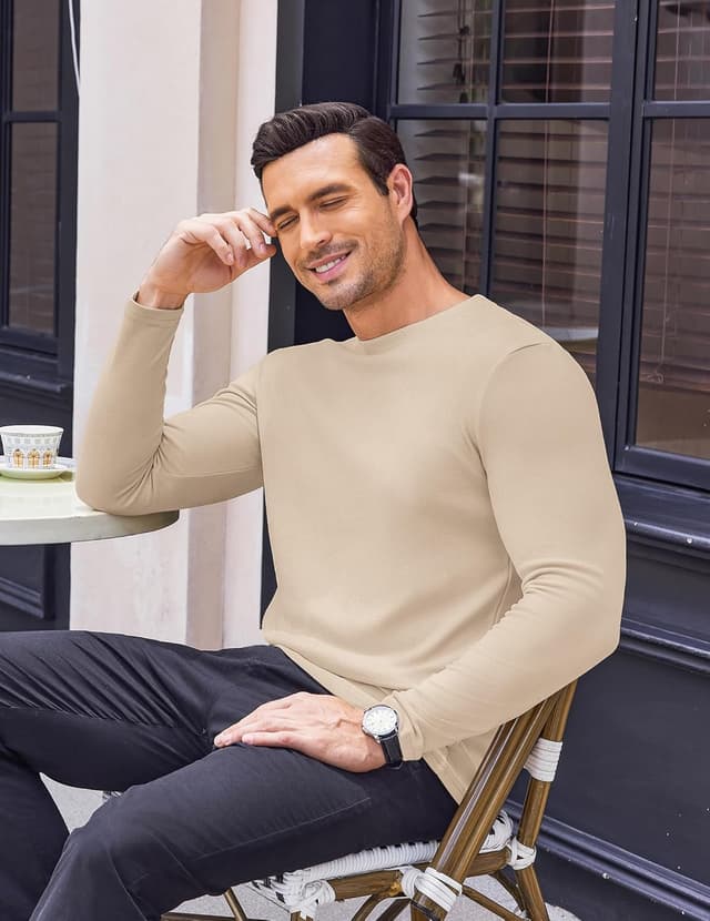 Detalle de Ekouaer Men’s Thermal Top (Long Sleeve) – Fleece-Lined Base Layer, 1pk or 2pk