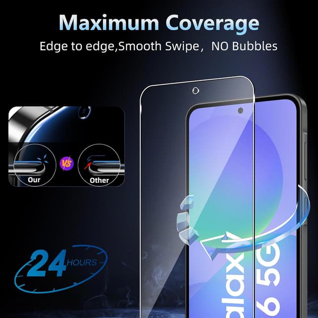 Detalle de Datree 3er-Set Panzerglas fürs Display & 3er-Schutz für Kameralinsen (9H, bläschenfrei) für Samsung Galaxy A36 / A36 5G