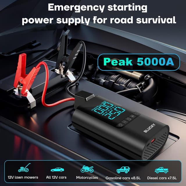 Detalle de 5000A Jump Starter Power Pack with Air Compressor