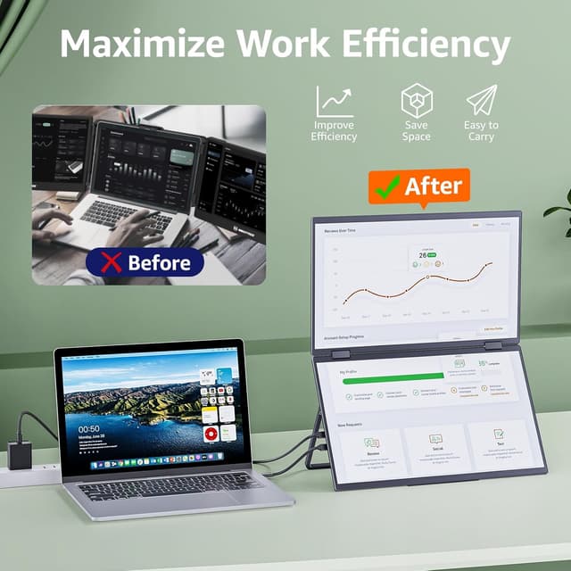 Detalle de cocopar Portable Monitor 15,6 Zoll (1080P FHD) mit Dual-Setup, 120% sRGB, Lautsprechern – VESA montierbar