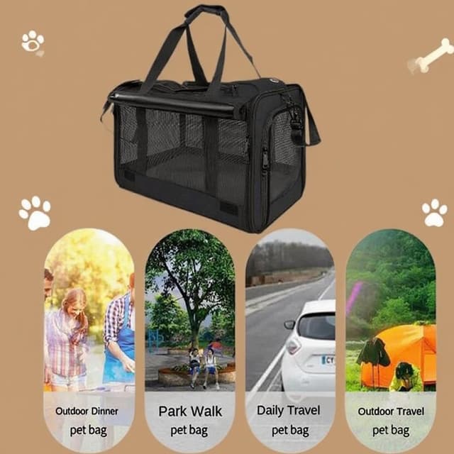 Detalle 2 de SHJOEE Soft Sided Cat/Dog/Pet Carrier Bag (46 x 30 x 30 cm) with Shoulder Strap & Removable Mat