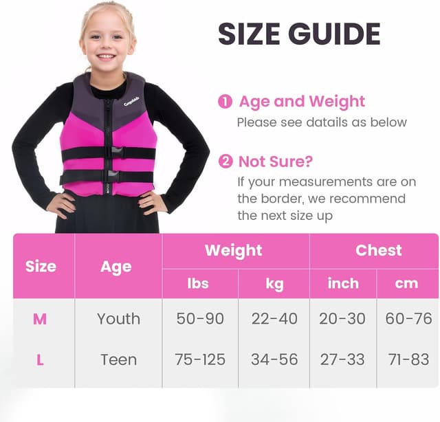 Detalle 2 de Gogokids Youth Swim Vest (50–90 lbs & 75–125 lbs) — Soft 3D Neoprene Swim Jacket for Kids & Teens