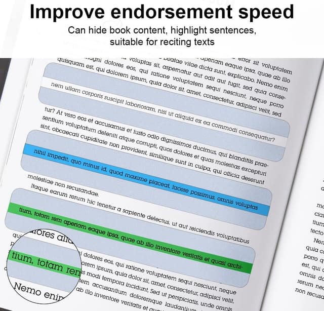 Detalle de Vicloon Strisce di lettura guidate (16 pezzi) per segnalibri trasparenti multicolore, supporto per dislessia