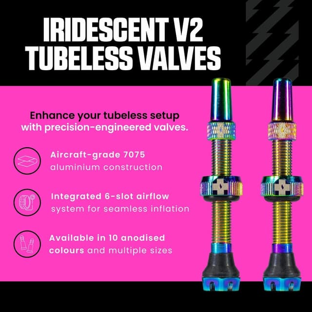 Detalle de Muc-Off Valvole Presta Iridescenti 44 mm (tubeless) con smonta-valvola integrato