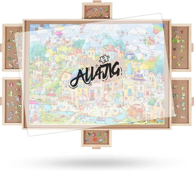 Detalle de ALL4JIG 1000-Piece Rotating Puzzle Board with 6 Drawers and Cover (22"x30")