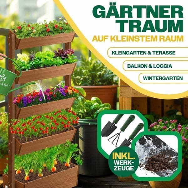 Thumbnail 6 de KESSER® Huerto Elevado con Estanterías 🌿 5 Niveles, Marrón